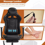 Silla de oficina para videojuegos BestMassage Racing con función de masaje, apoyo lumbar, cuero sintético, para adultos