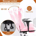 Silla de oficina para videojuegos BestMassage Racing con función de masaje, apoyo lumbar, cuero sintético, para adultos