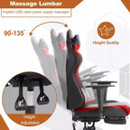 Silla de oficina para videojuegos BestMassage Racing con función de masaje, apoyo lumbar, cuero sintético, para adultos