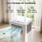 Climatiseur portable intelligent Simzlife 14000 BTU, 3-en-1 pour 37 m², contrôle via application, système auto-évaporatif, blanc