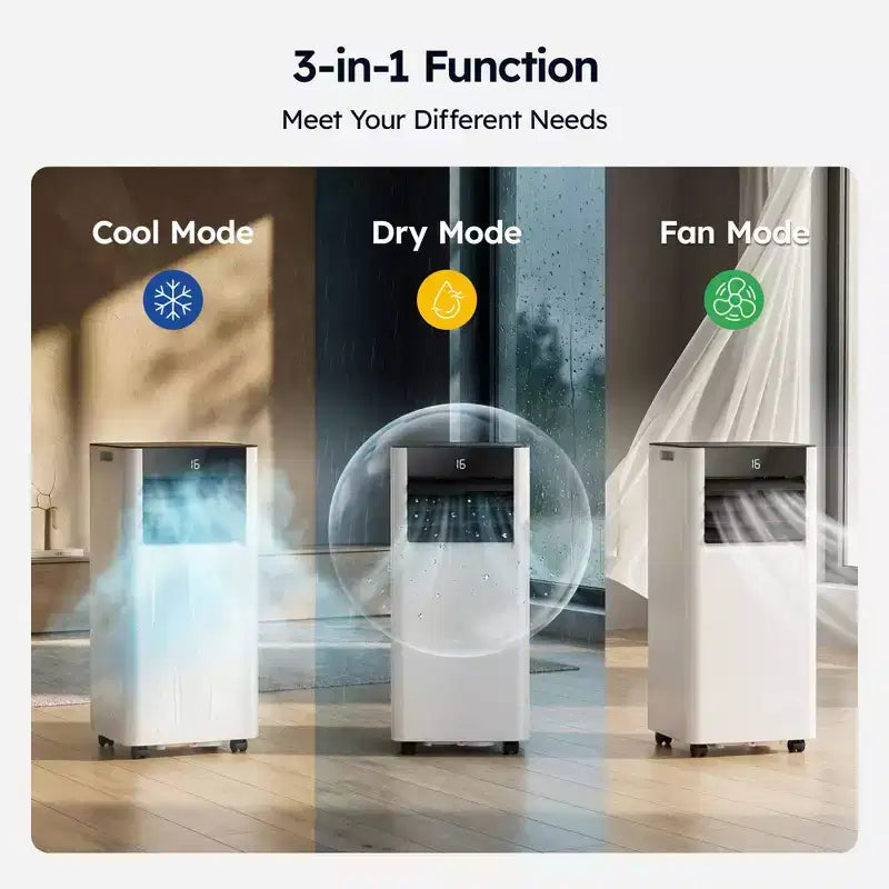 Climatiseur portable intelligent Simzlife 8000 BTU, climatisation à refroidissement rapide pour pièce jusqu'à 23 m², fonction 3 en 1, contrôle par application, ultra-silencieux, blanc