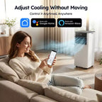 Climatiseur portable intelligent Simzlife 8000 BTU, climatisation à refroidissement rapide pour pièce jusqu'à 23 m², fonction 3 en 1, contrôle par application, ultra-silencieux, blanc