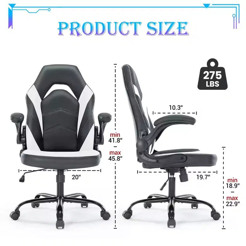 Silla Gaming Ultimate JIONJOY: Ergonómica, Cuero PU, Silla Ejecutiva de Escritorio con Reposabrazos Abatibles