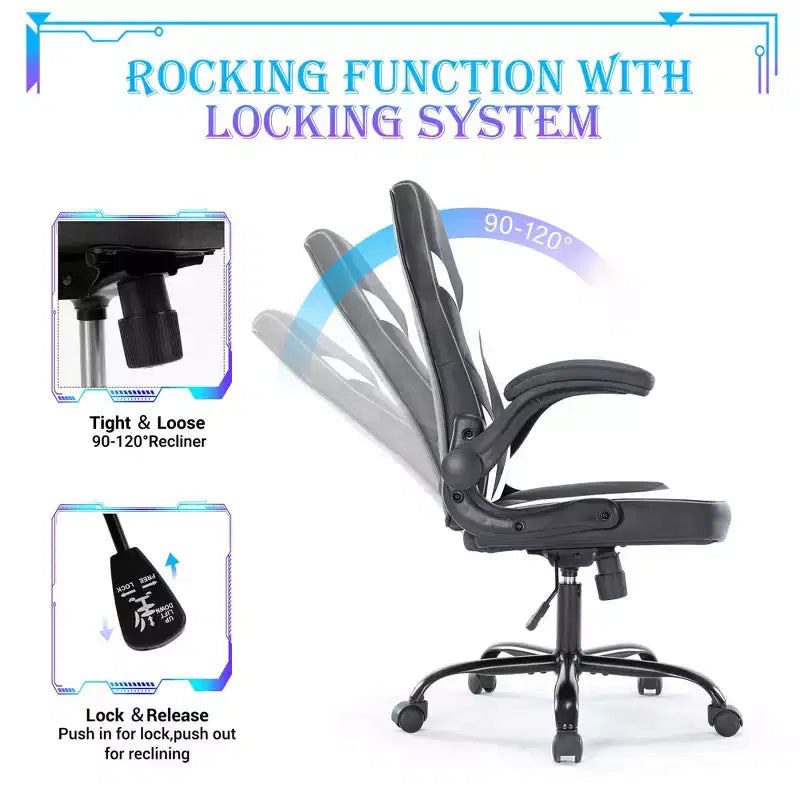 Silla Gaming Ultimate JIONJOY: Ergonómica, Cuero PU, Silla Ejecutiva de Escritorio con Reposabrazos Abatibles
