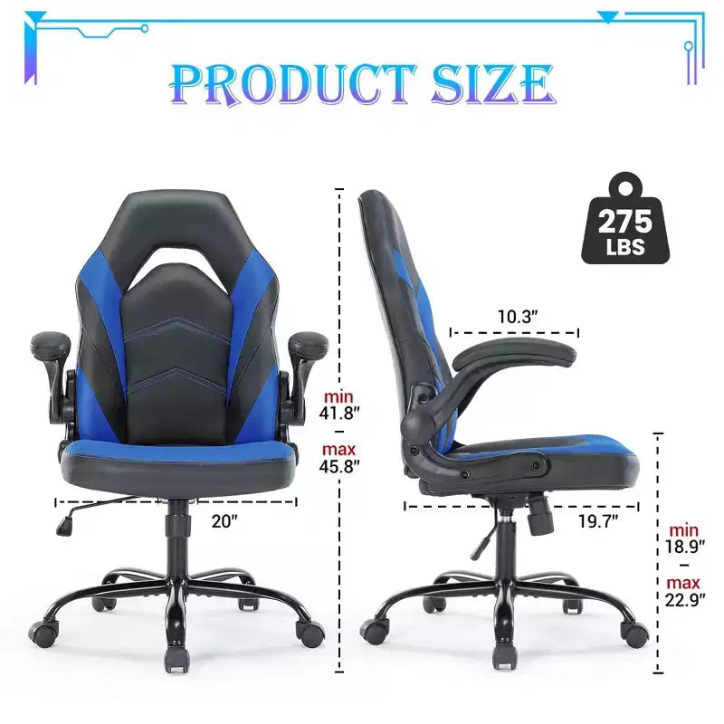 Silla Gaming Ultimate JIONJOY: Ergonómica, Cuero PU, Silla Ejecutiva de Escritorio con Reposabrazos Abatibles