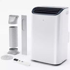 Climatiseur portable Simzlife 10000 BTU (DOE) 3-en-1 avec ventilateur déshumidificateur mode veille pour 42 m², kits de fenêtre réglables, blanc