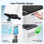 Climatiseur portable Simzlife 10000 BTU (DOE) 3-en-1 avec ventilateur déshumidificateur mode veille pour 42 m², kits de fenêtre réglables, blanc