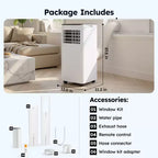 Climatiseur portable Simzlife 10000 BTU (DOE) 3-en-1 avec ventilateur déshumidificateur mode veille pour 42 m², kits de fenêtre réglables, blanc