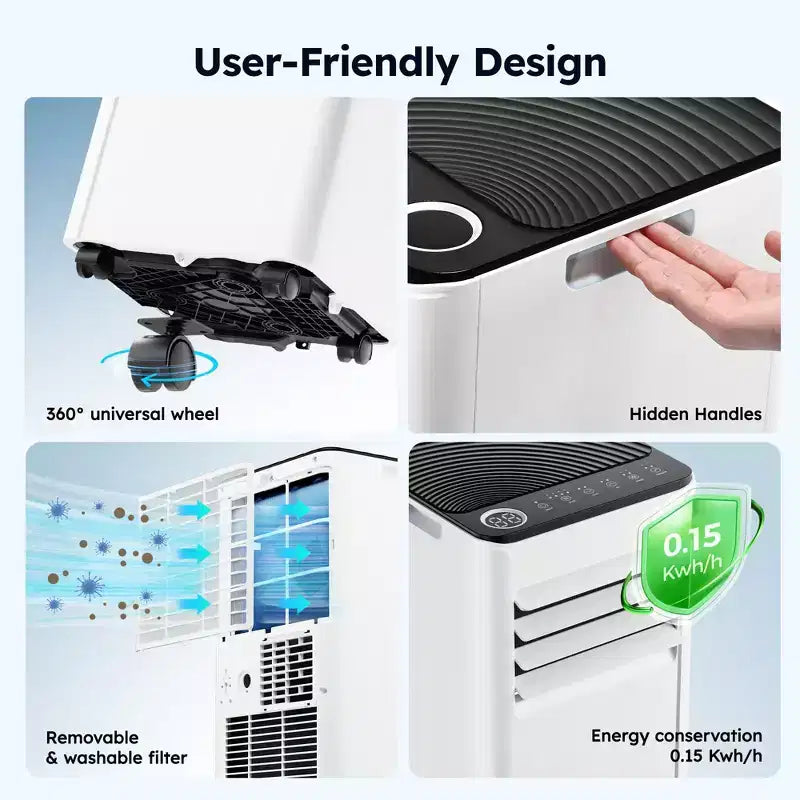 Climatiseur portable Simzlife 8000 BTU, climatiseur à refroidissement rapide pour pièce jusqu'à 350 pieds carrés, fonction 3 en 1, télécommande