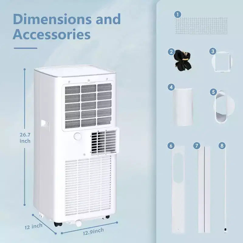 Climatiseur portable Simzlife 8000 BTU, climatiseur à refroidissement rapide pour pièce jusqu'à 350 pieds carrés, fonction 3 en 1, télécommande