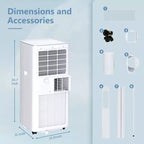 Climatiseur portable Simzlife 8000 BTU, climatiseur à refroidissement rapide pour pièce jusqu'à 350 pieds carrés, fonction 3 en 1, télécommande