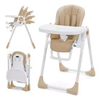 Baby High Chair for Babies and Toddlers with Adjustable Heights & Footrests, Foldable Highchair with 5 Recline Adjustable Backrest