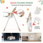 Trona para bebés y niños pequeños con alturas y reposapiés ajustables, trona plegable con respaldo reclinable en 5 posiciones