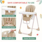 Trona para bebés y niños pequeños con alturas y reposapiés ajustables, trona plegable con respaldo reclinable en 5 posiciones