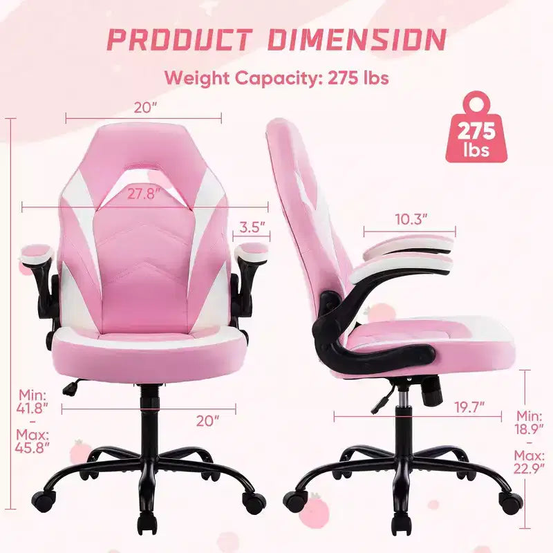 FIRNEWST Próximo nivel de confort en tus juegos: Silla ergonómica de cuero PU con reposabrazos abatibles ajustables