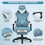 Sillón de masaje Hoffree de piel para juegos, silla ergonómica de oficina para PC con altavoz Bluetooth y reposapiés