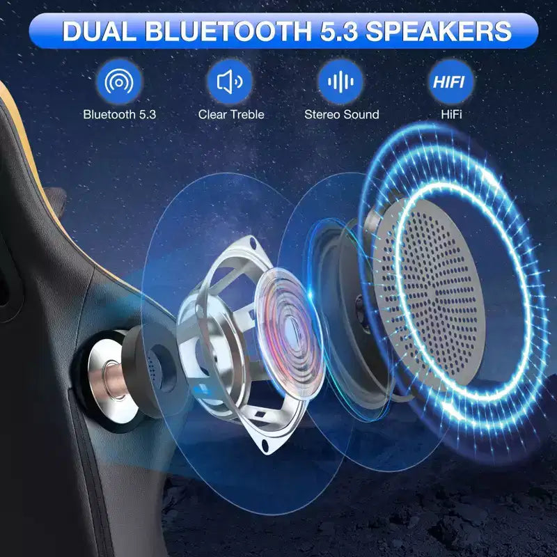 Sillón de masaje Hoffree de piel para juegos, silla ergonómica de oficina para PC con altavoz Bluetooth y reposapiés