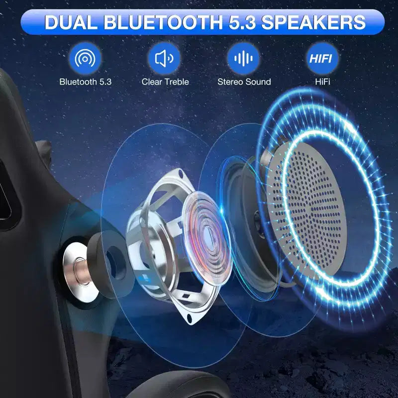 Sillón de masaje Hoffree de piel para juegos, silla ergonómica de oficina para PC con altavoz Bluetooth y reposapiés