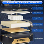 Sillón de masaje Hoffree de piel para juegos, silla ergonómica de oficina para PC con altavoz Bluetooth y reposapiés