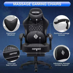 Sillón de masaje Hoffree de piel para juegos, silla ergonómica de oficina para PC con altavoz Bluetooth y reposapiés