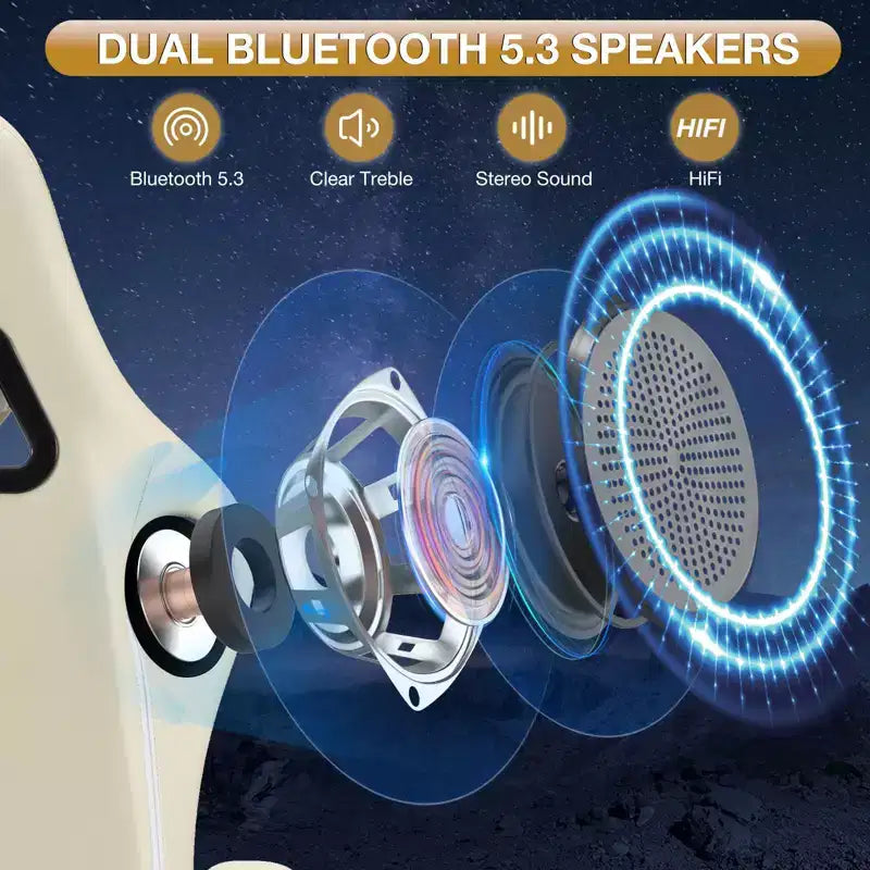 Sillón de masaje Hoffree de piel para juegos, silla ergonómica de oficina para PC con altavoz Bluetooth y reposapiés
