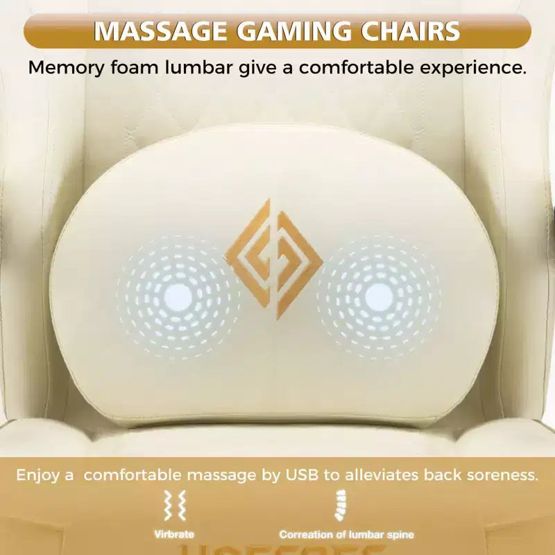 Sillón de masaje Hoffree de piel para juegos, silla ergonómica de oficina para PC con altavoz Bluetooth y reposapiés