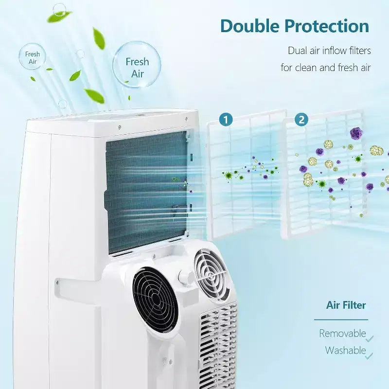 Climatiseur portatif 14 000 BTU avec télécommande ! Rafraîchit les pièces jusqu'à 65 m². Fonction 3-en-1, affichage numérique, minuterie 24h, kit d'installation