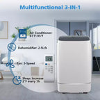 Climatiseur portable, 13 000 BTU pour pièces jusqu'à 55 m², déshumidificateur et ventilateur, climatiseur portable avec 3 vitesses de ventilation, minuterie 24h, télécommande