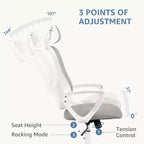 Sillón de juego cómodo: respaldo alto, malla, giratorio con ruedas, reposacabezas ajustable, soporte lumbar