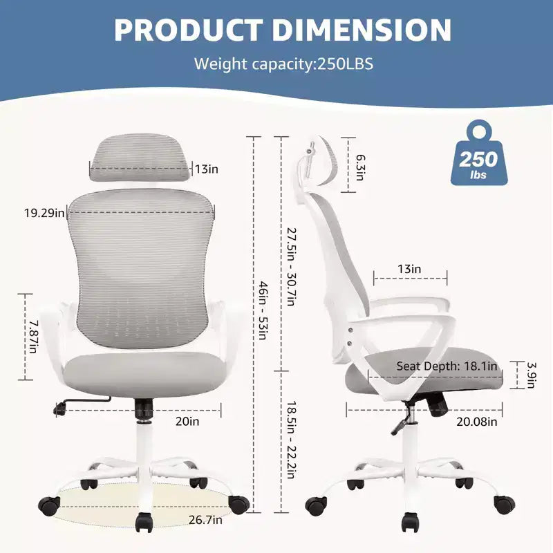 Sillón de juego cómodo: respaldo alto, malla, giratorio con ruedas, reposacabezas ajustable, soporte lumbar
