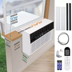 Climatiseur de fenêtre 12000 BTU, unité de climatisation de fenêtre 3 en 1 pour pièce jusqu'à 50 m², mode économie d'énergie, 3 vitesses de ventilation et fonctionnement silencieux