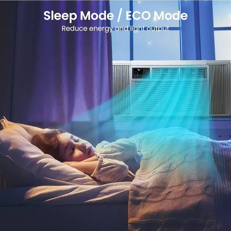 Climatiseur de fenêtre 8000 BTU, unité de climatisation 3-en-1 avec contrôle via application intelligente, déshumidificateur, 3 vitesses de ventilation et télécommande, refroidit des pièces jusqu'à 32,5 m²