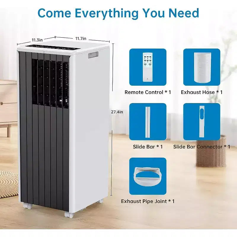 Garvee Aire acondicionado portátil de 8000 BTU, unidad de CA 3 en 1 con control remoto y deshumidificador, negro