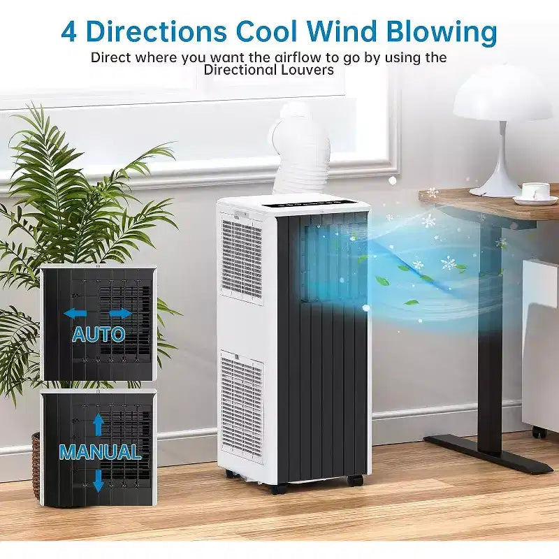 Garvee Aire acondicionado portátil de 8000 BTU, unidad de CA 3 en 1 con control remoto y deshumidificador, negro