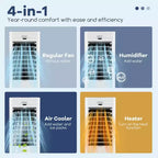 Enfriador/Calefactor de Aire Evaporativo Costway 4 en 1, Enfriador por Evaporación Oscilante sin Salida al Exterior, 3 Modos