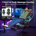 Silla ergonómica para videojuegos Douxlife con masaje de 7 puntos, reposapiés y reposabrazos ajustables, color negro y gris