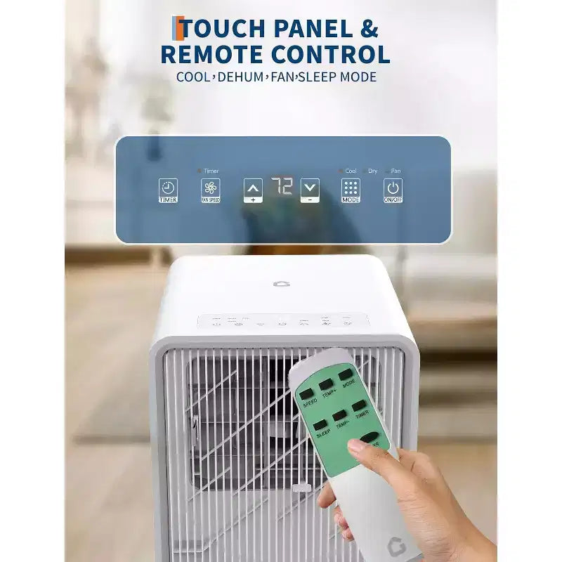 Climatiseur portable Garvee 14000 BTU, panneau de commande moderne blanc facile à utiliser, refroidissement économe en énergie pour grandes pièces, bureau à domicile