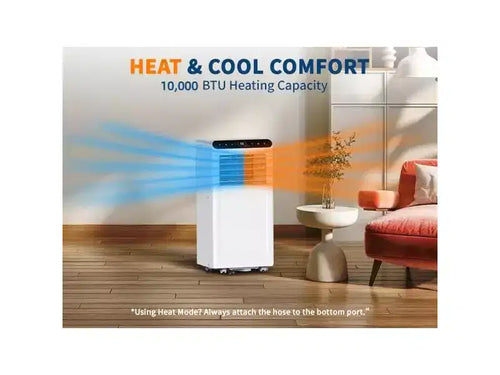 Acondicionador de aire portátil de 10,000 BTU con calefacción, unidad de aire acondicionado portátil 3 en 1 con ventilador y deshumidificador, aire acondicionado de habitación enfría hasta 450 pies cuadrados