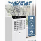 Acondicionador de aire portátil de 10,000 BTU con calefacción, unidad de aire acondicionado portátil 3 en 1 con ventilador y deshumidificador, aire acondicionado de habitación enfría hasta 450 pies cuadrados