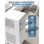 Climatiseur portable Garvee 8000 BTU avec télécommande, unité de climatisation 3-en-1 silencieuse mode veille ventilateur de refroidissement économe en énergie kit de fenêtre