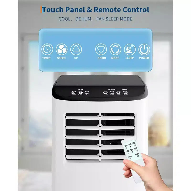 Climatiseur portable Garvee 8000 BTU 3-en-1 : ventilateur, déshumidificateur, télécommande, mode veille, kit fenêtre pour pièces jusqu'à 32,5 m²