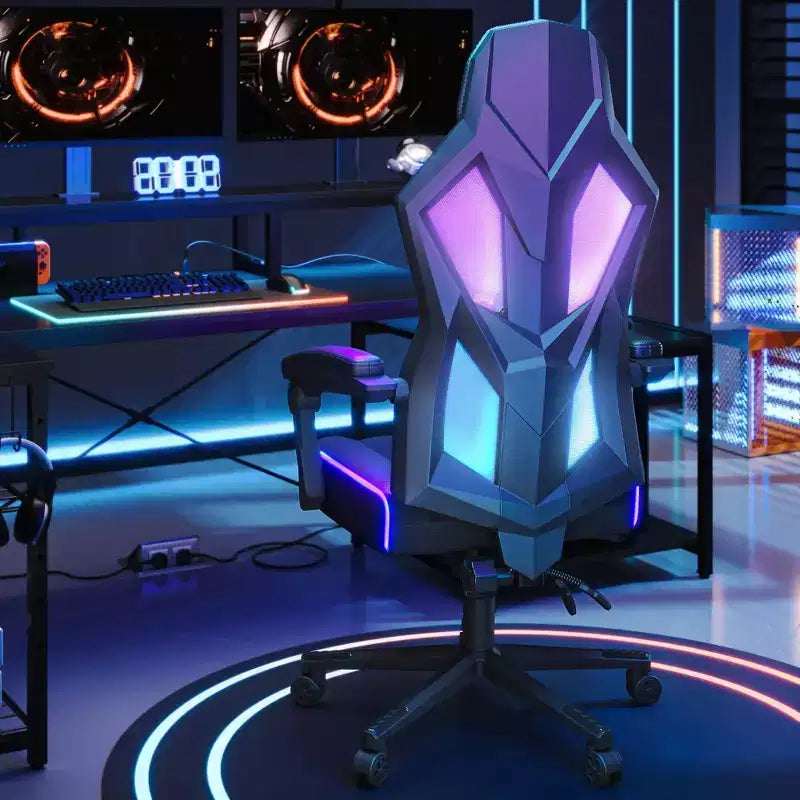 Silla Gaming Bestier con tejido transpirable, iluminación LED RGB y reposabrazos ajustables