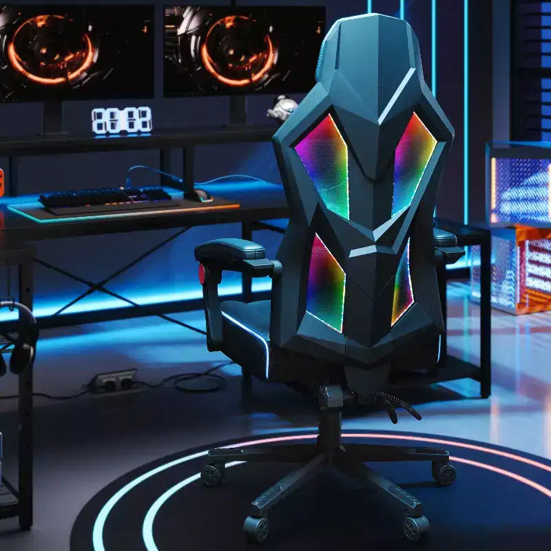 Silla Gaming Bestier con tejido transpirable, iluminación LED RGB y reposabrazos ajustables