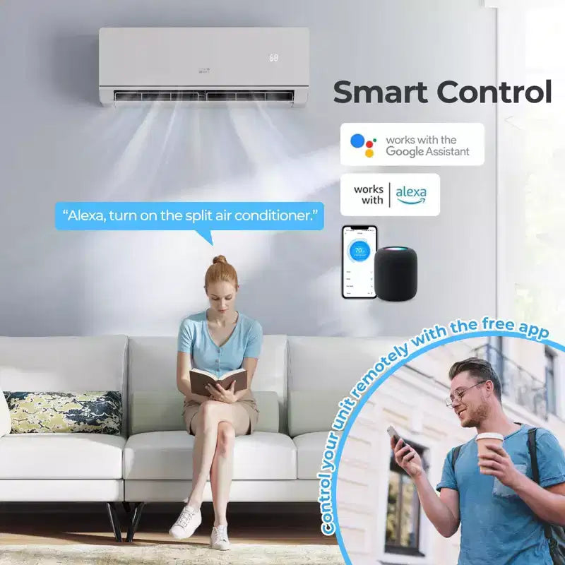 Climatiseur et Chauffage Mini Split Costway 12000 BTU avec Kit d'Installation Pompe à Chaleur 1 Tonne