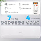 Climatiseur et Chauffage Mini Split 18000 BTU Costway 25 SEER2 Unité de climatisation 208-230V
