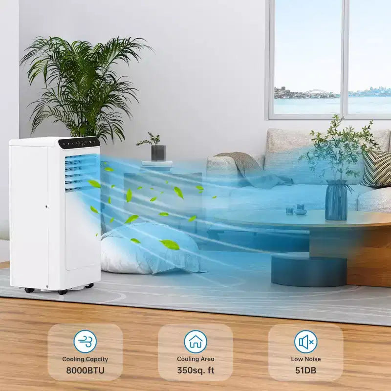 Aire Acondicionado Portátil de 10,000 BTU con Enfriamiento 3 en 1, Deshumidificador y Ventilador