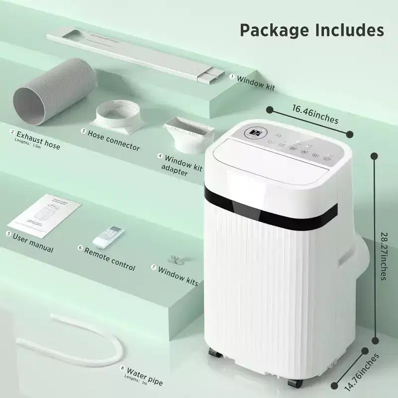 Climatiseur portable ZAFRO 12 000 BTU, refroidit des pièces jusqu'à 51 m², climatiseur portable avec fonctions Froid, Ventilateur, Déshumidificateur et Veille, Blanc
