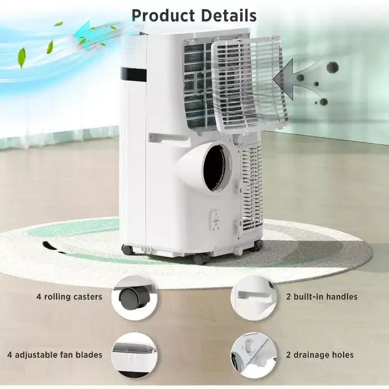 Climatiseur portable ZAFRO 12 000 BTU, refroidit des pièces jusqu'à 51 m², climatiseur portable avec fonctions Froid, Ventilateur, Déshumidificateur et Veille, Blanc