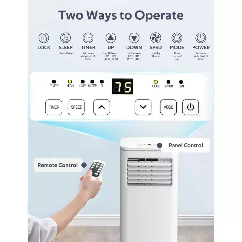 Climatiseurs portables ZAFRO 8 000 BTU, climatiseurs pour pièces jusqu'à 32,5 m², portables pour la maison/le bureau/les dortoirs, blanc