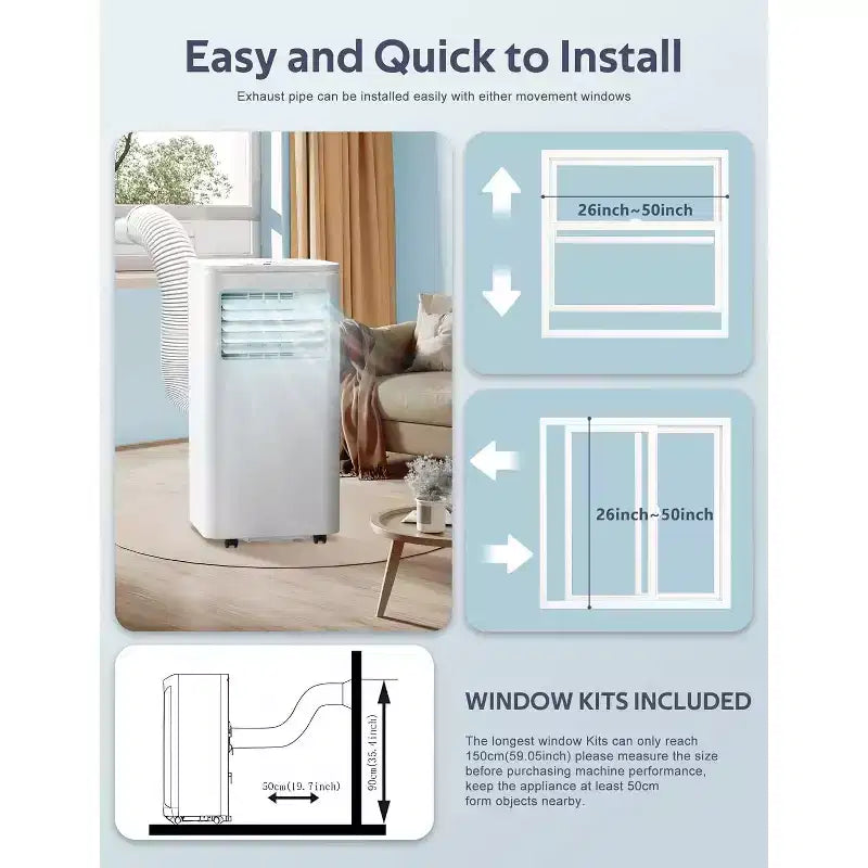 Climatiseurs portables ZAFRO 8 000 BTU, climatiseurs pour pièces jusqu'à 32,5 m², portables pour la maison/le bureau/les dortoirs, blanc